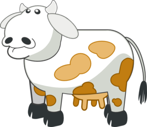 White Colored Cow With Brown Spots Clip Art